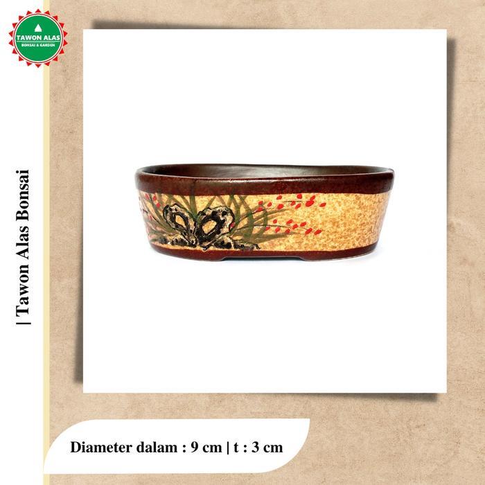 Little_Little_ Pot Bonsai Keramik Oval Lonjong Mini Mame Not Plastik Semen