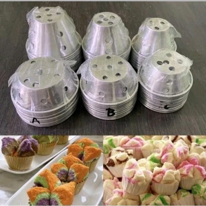 Cetakan kue bolu kukus aluminium 12 pcs besar kecil sedang
