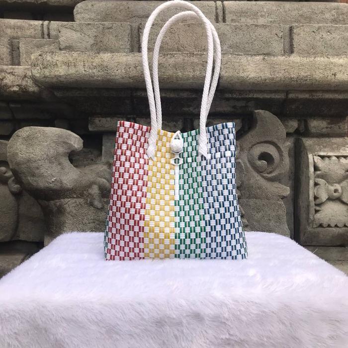 Spesial Tas Wanita Jali Anyaman Rainbow Ready Stok karakter plastik tote