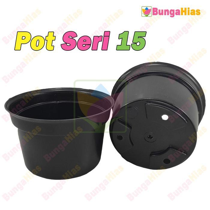 Monstera 15 Pot Tanaman Bunga Buah Hias Gantung Gantungan Hitam