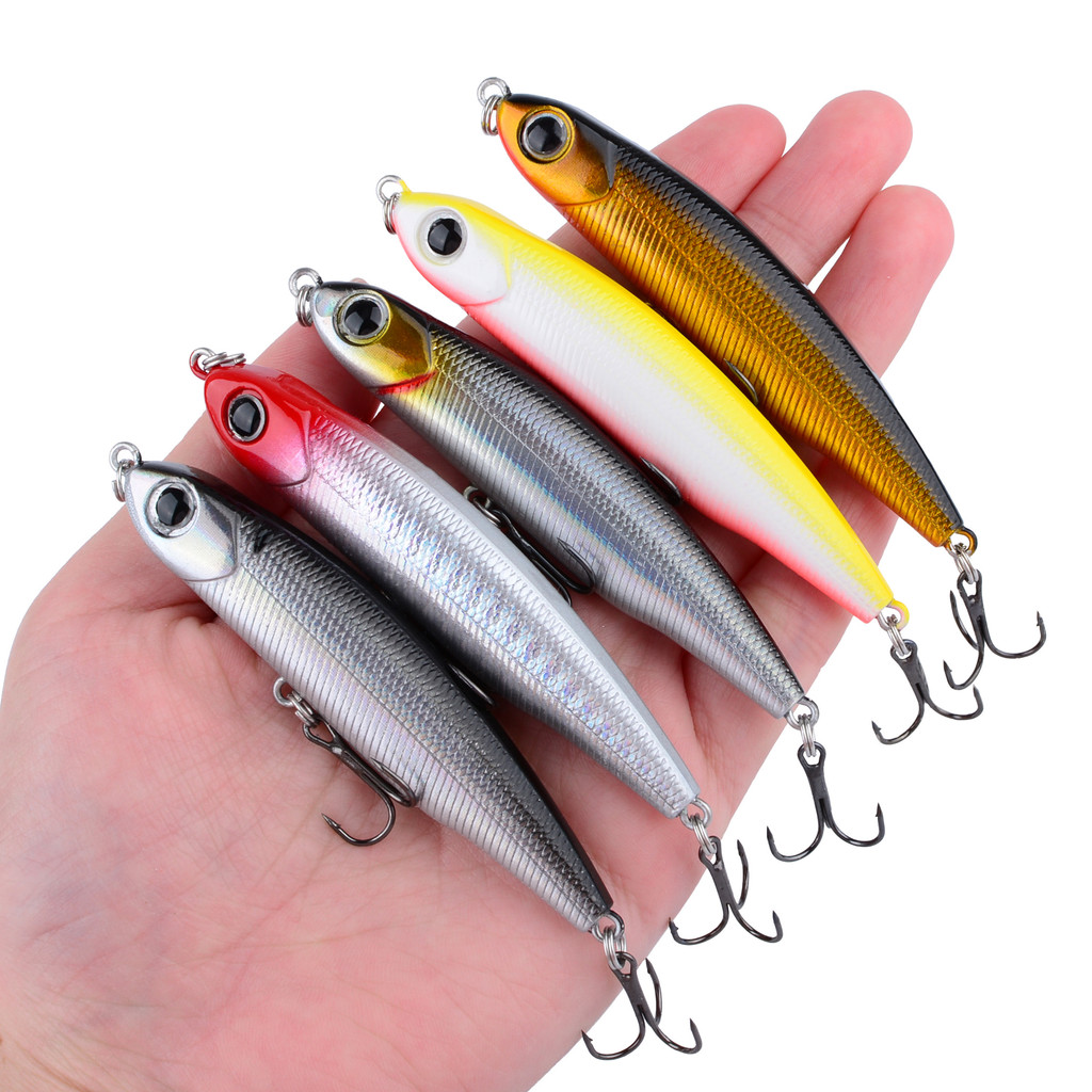 5Pcs Sinking Pencil Fishing Lure Wobblers Mini Artificial Metal Hard Bait Jig 3D Eyes Pesca Trout