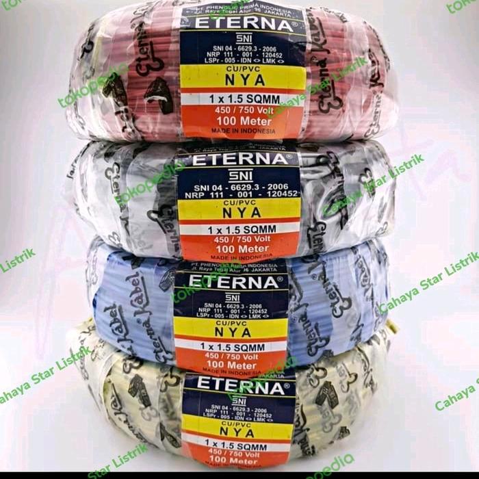 Eterna Nya 1.5Mm 100Meter Jual Per Roll / Kabel Listrik Engkel 1.5Mm