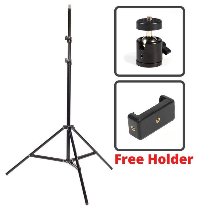 Tripod Hp Stand Ringlight 2m Smartphone With Ballhead Holder U Lighstand Kaki 3