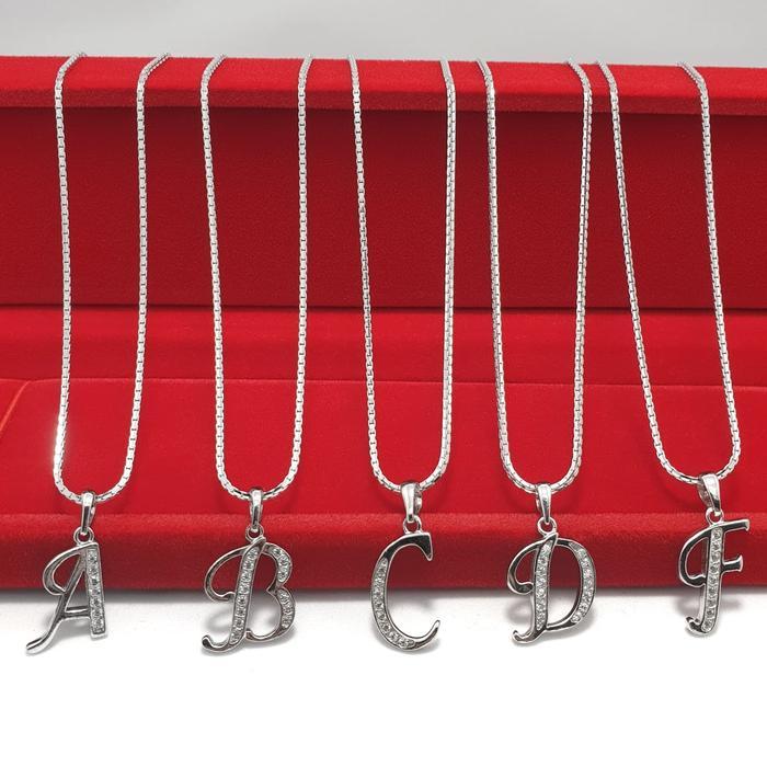 KALUNG INISIAL / KALUNG HURUF PERAK 925 LAPIS EMAS PUTIH / KL108