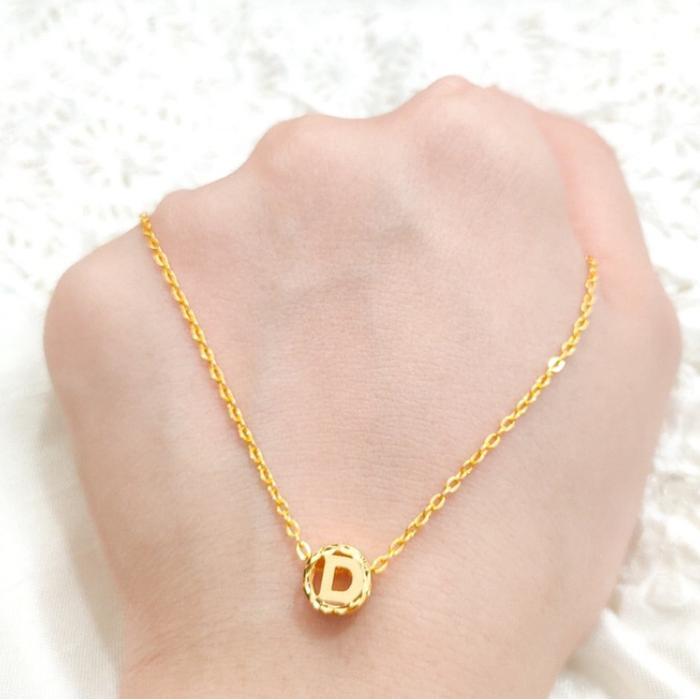 Set Kalung Nory dan Liontin Huruf D Elegant Emas Asli