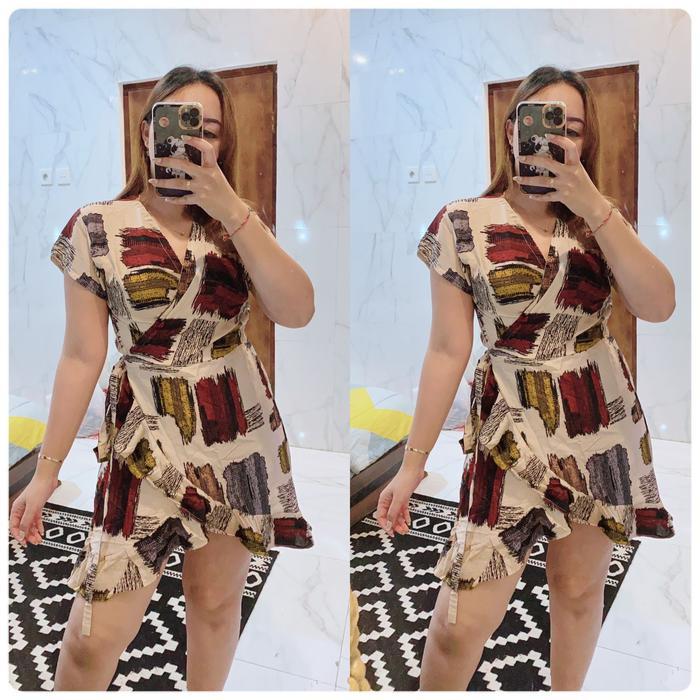 Grosir Natalia Kimono Dress Bahan Rayon Motif Print Baju Wanita Pendek Bali Pantai Midi Casual Bunga