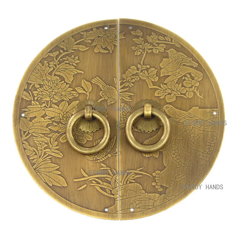 Brass wooden door handle Chinese retro bookshelf wardrobe cabinet door handle furniture hardware