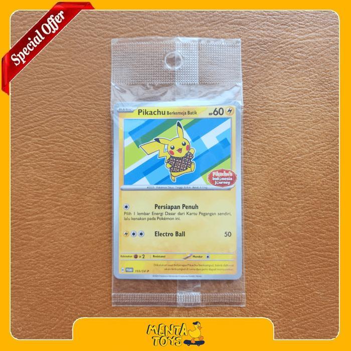 Kartu Pokemon TCG - Pikachu Berkemeja Batik Staryu - v3 Blue Promo Card - Indonesia Journey Limited