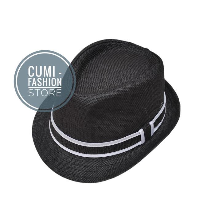 Topi Fedora Hat Lis Topi Fedora Pria Dan Wanita Dewasa Import Coklat Terlaris