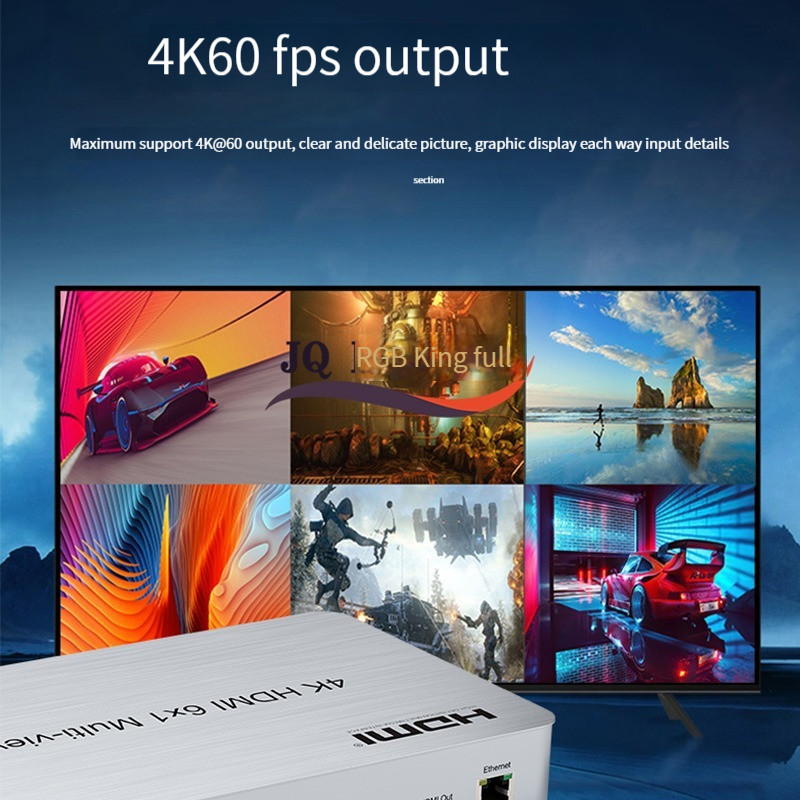 6 in 1 4K Multi Viewer HDMI Video Switcher 6-Channel Multiviewer Processor for Seamless Switching 6