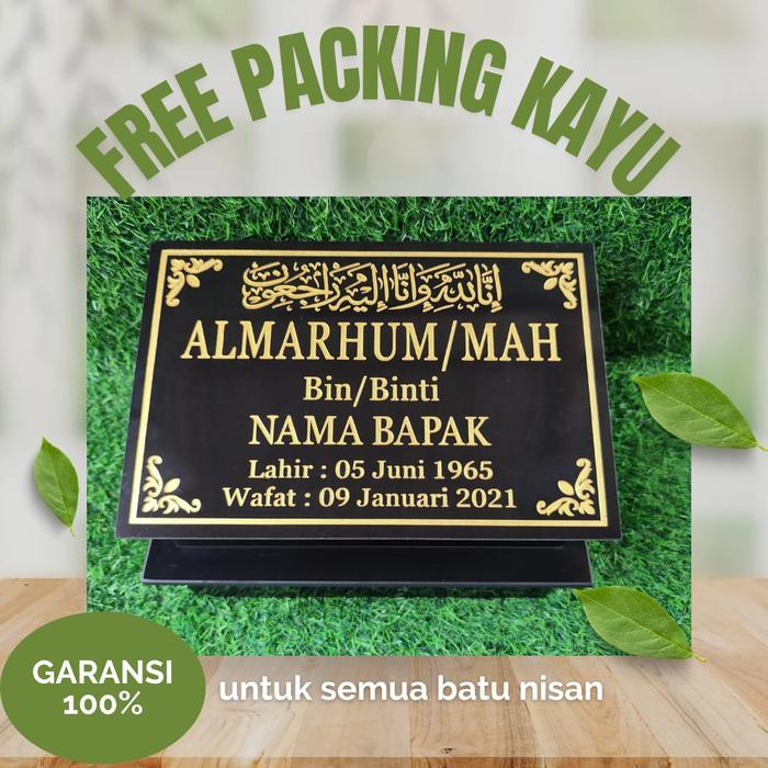Batu Nisan Makam Ukir Granittile,Ukuran 20 X 30 Cocok Untuk Makam Dewasa. Di Ukir Dan Cat Permanen