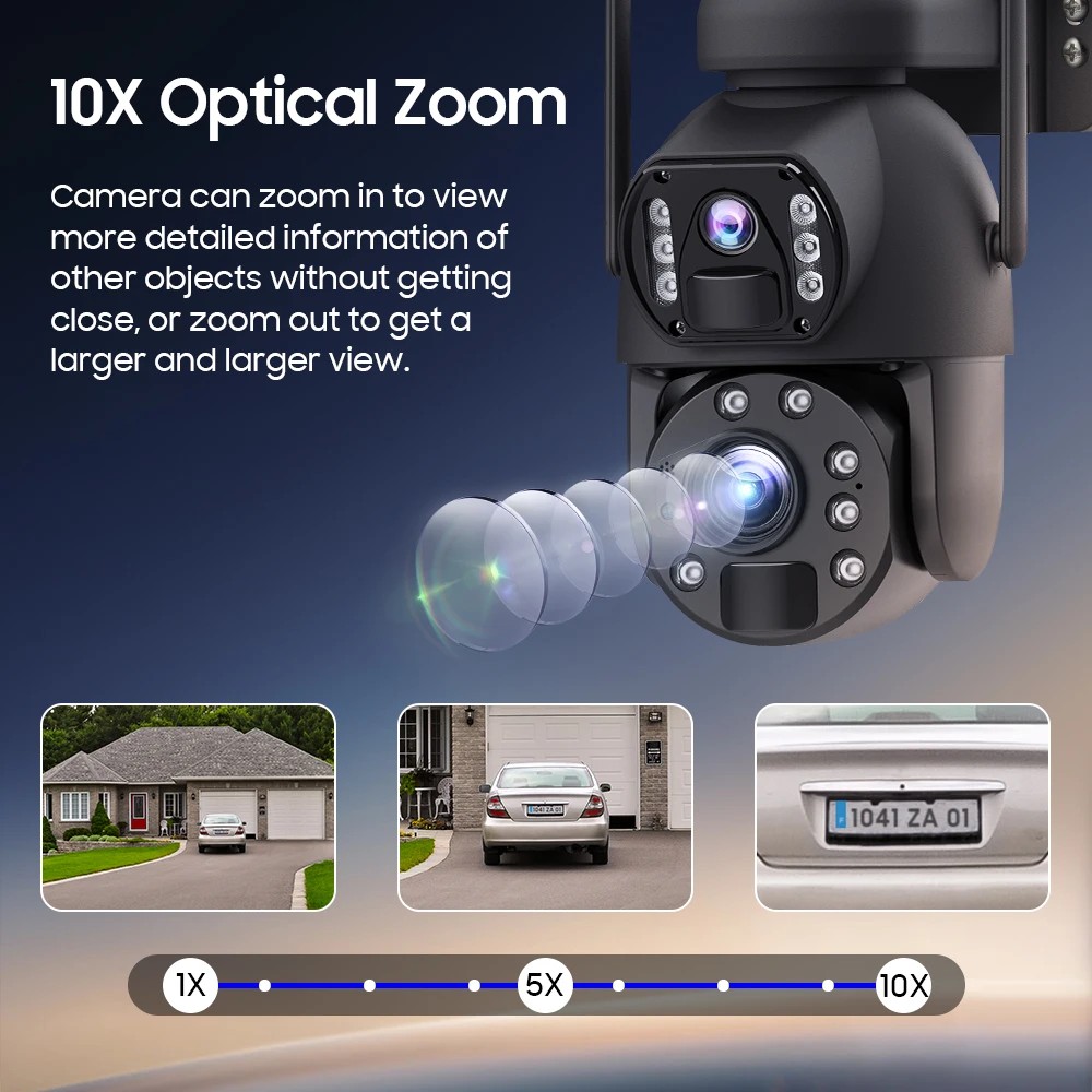 Wistino 10X Optical Zoom Dual 4G Solar Camera Outdoor Wireless Alarm Linkage Dual Lens Ubox 4G Sim