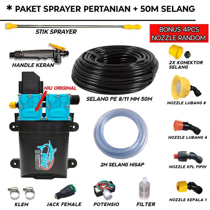 Paket Sprayer Pertanian Dobel Pompa Hiu Dual Pump Selang 50Meter Atau 100Meter
