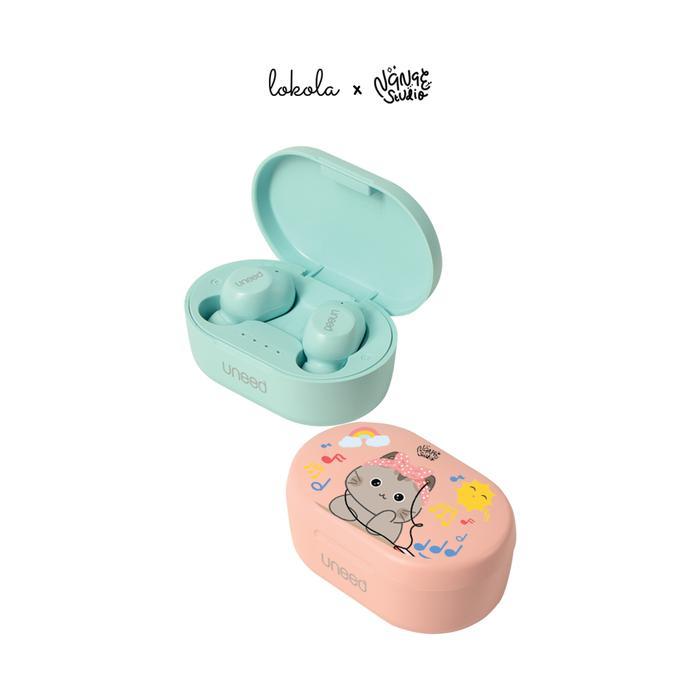TWS Bluetooth Earphone 5.1 Lokola by Uneed x Nanae Studio Bass Blue Earbuds Wireless