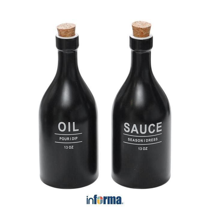 Informa Appetite Set 2 Pcs Naevi Botol Minyak Dan Saus - Hitam Dispenser Cairan Tempat Kecap Wadah