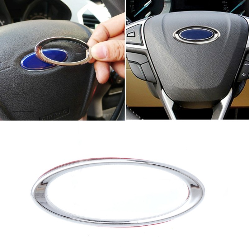 M76E Car Styling 3D for Creative Chrome Steering Wheel Sticker Logo Decorative Decal for  for Focus 