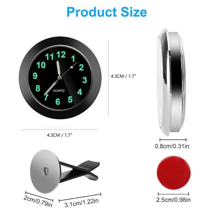 Vixplorn Jam Mobil Tempel Dashboard Airvent Clip Clock Luminous Menyala Dalam Gelap/Jam Elektronik