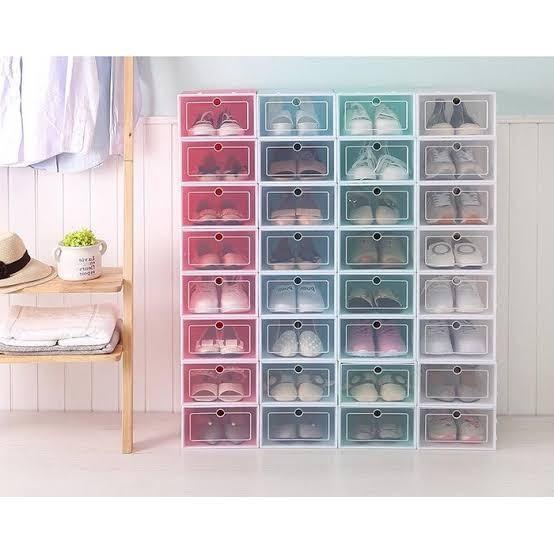 Kotak Sepatu Susun Lipat Plastik Bening - Box Penyimpanan Sandal Transparant