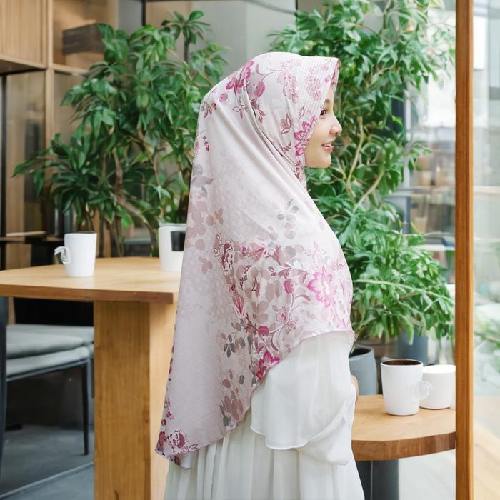 Hijab Bergo Motif Floral Series XL Jilbab Bunga Panjang Lembut Pad Printing