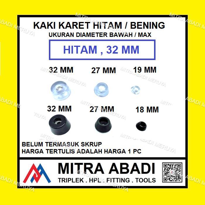 Kaki karet Alas Kaki Meja Kursi Lemari Hitam 32 mm