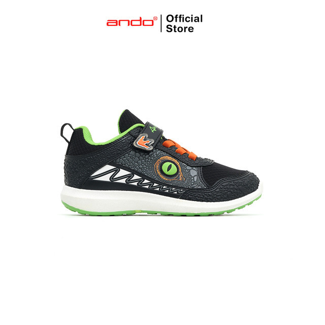 Ando Official Sepatu Sneakers Eye T-Rex V Anak - Hitam/Hijau Neon