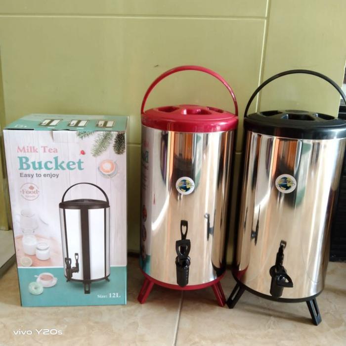 Water Jug Drink Jar Milk Tea Bucket Stainless Steel 12L - Polos