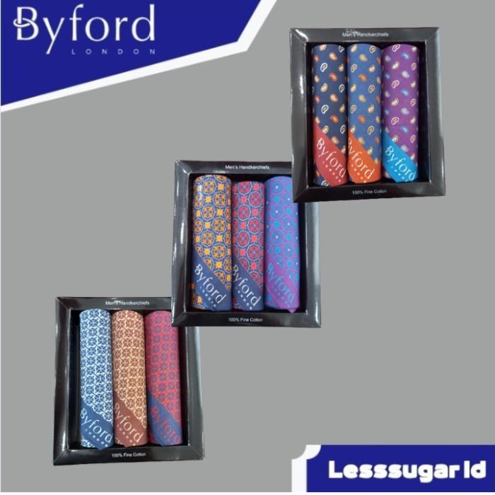 Saputangan Byford Isi 3 PCS Katun Sapu Tangan Handkerchiefs 3 Varian