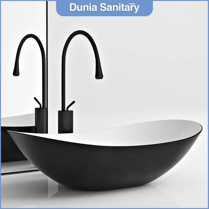CLASSICA ITALIANO Wastafel Keramik Oval Hitam Putih Kamar Mandi MODERN MEWAH MINIMALIST TC-236-BW