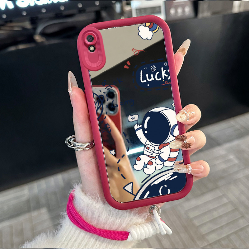 Casing Hp untuk Xiaomi Redmi 9A 9I Case Casing astronot pola Silikon Softcase Kasing HP tali gantung