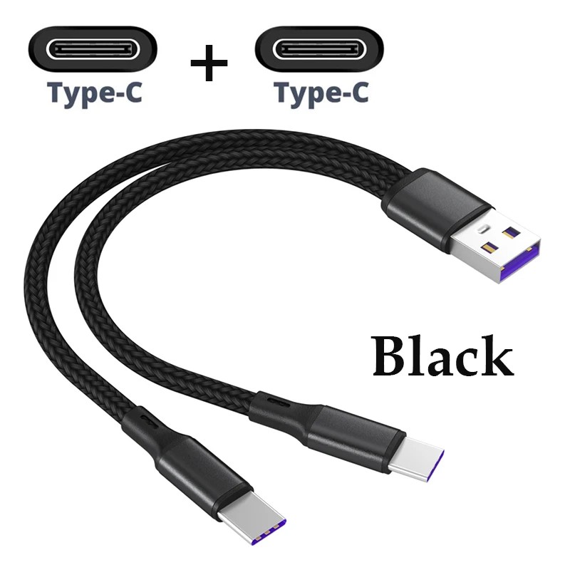 2 in 1 Type C Fast Charging Cable Y Splitter 5A Fast Charger Cord for    Wire USB