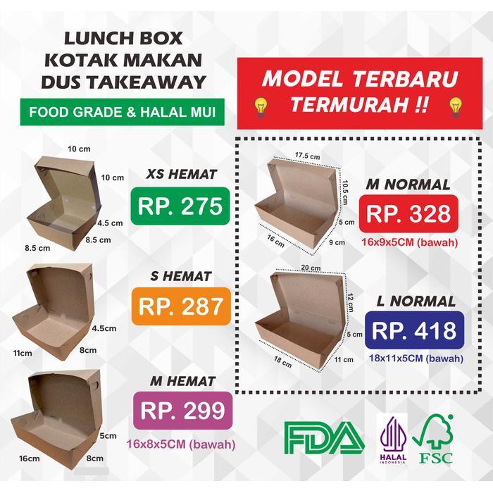 LUNCH BOX PAPER - MEDIUM / KOTAK MAKAN / DUS NASI / KOTAK BUNGKUS NASI