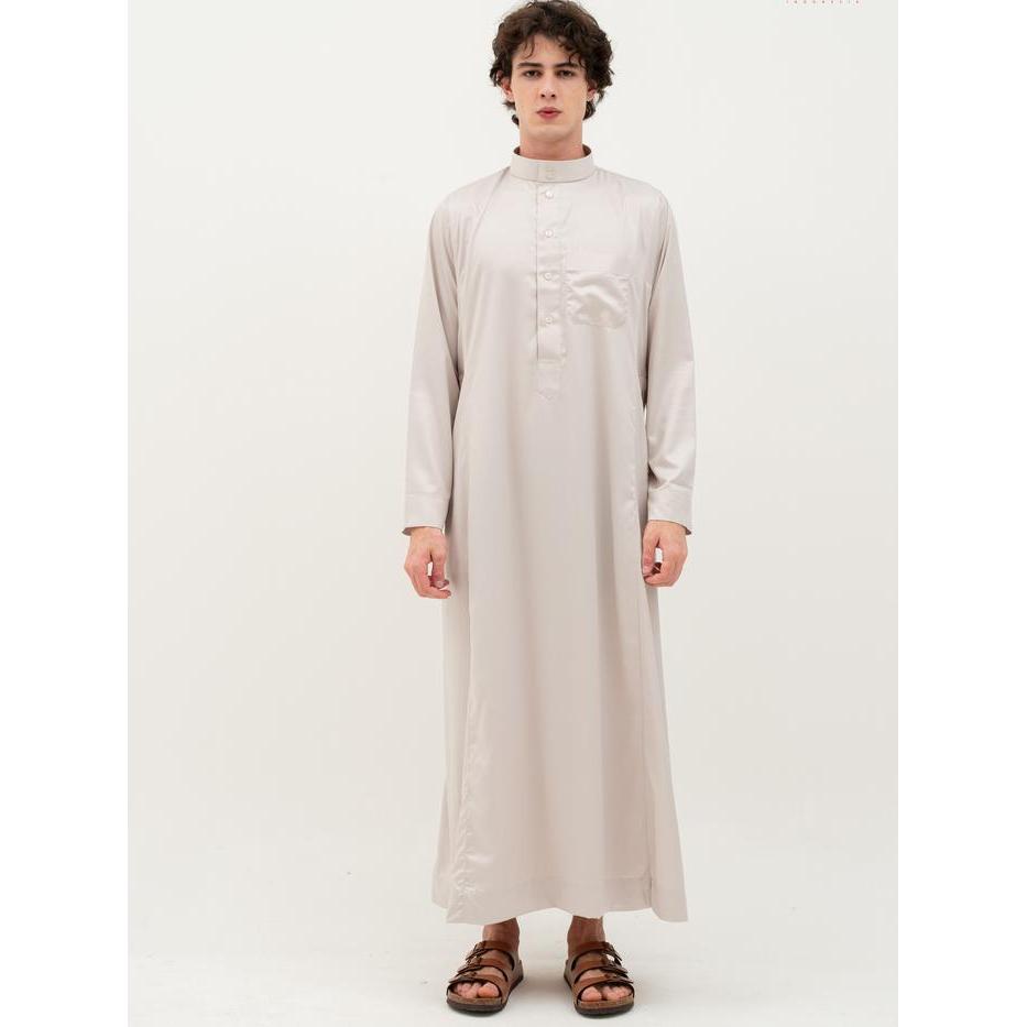 AL Haramain Jubah / Gamis Pria Remaja & Dewasa Viet Polos / Jubah AL Haramain Coklat Tua Coklat Susu