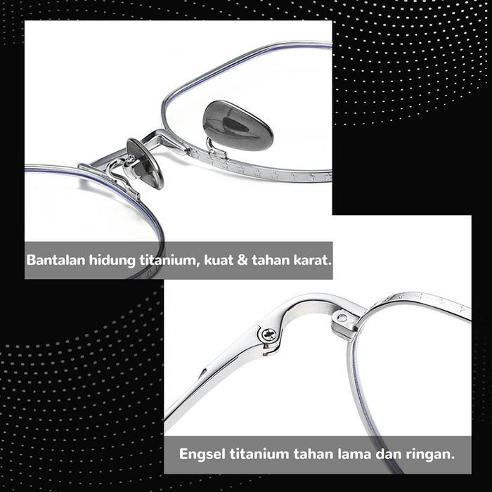 Frame Kacamata Model Oval Titanium Ringan Kokoh Fashion Pria Wanita Bisa Minus Antiradiasi