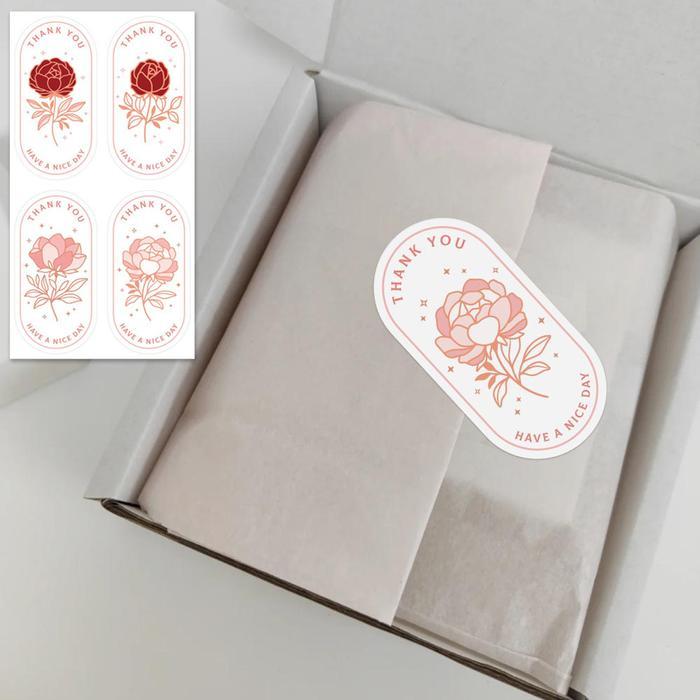 Stiker Label THANK YOU BUNGA ROSE Sticker Segel Box Mika Isi 100 pcs