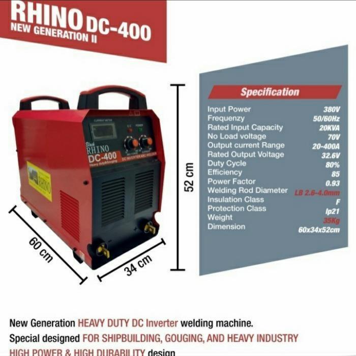 Mesin Las Rhino Dc400 Dc400A Dc 400 Dc 400A Heavy Duty 380V 3 Phase