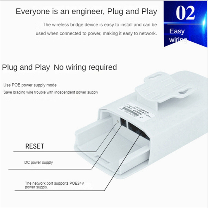 New 2Pcs Outdoor Wifi Router Wireless Bridge Wireless Bridge Router 1KM Long Range Wifi Extender 24V