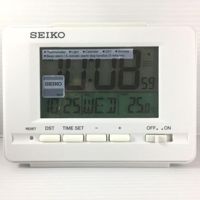 Jam Meja Weker Beker SEIKO Japan Digital QHL078W QHL072 White Original