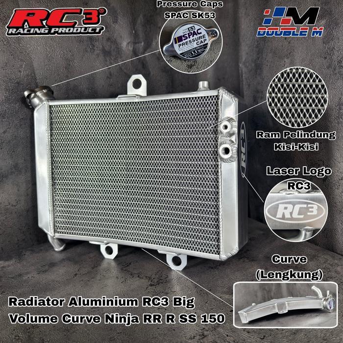 Radiator Almu Aluminium RC3 Gambot Big Volume Curve Ninja RR ZX R SS 150 not BPro Qtt