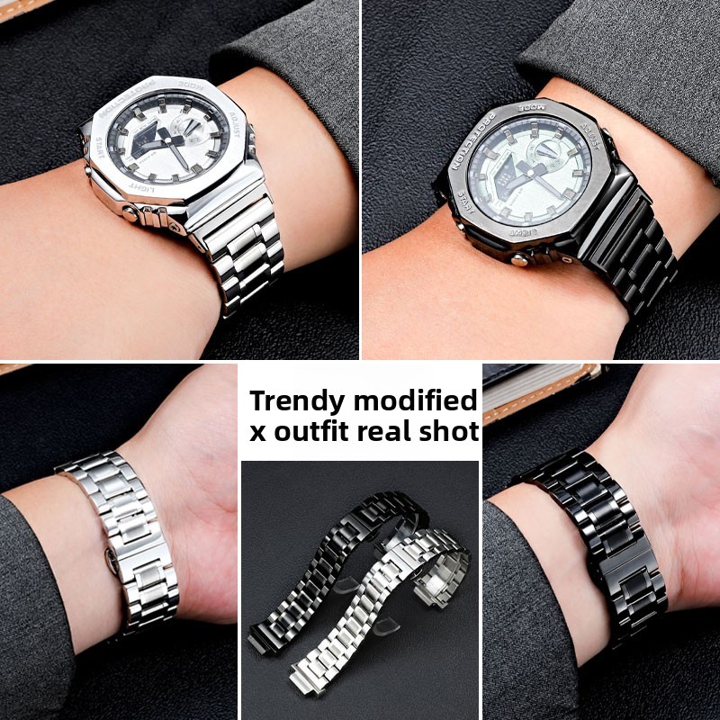 GA2100 stainless steel strap For Casio G-SHOCK GA-2100 GA-2110 GM2100 GM-5600 Modified solid metal