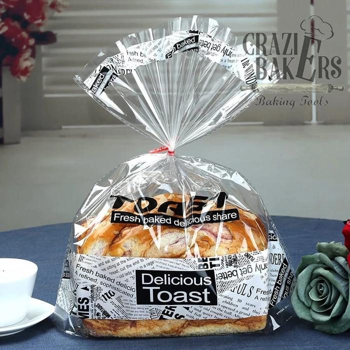 Kemasan Roti Plastik Desain Dengan Ikat Twister (50 Pcs/Set)