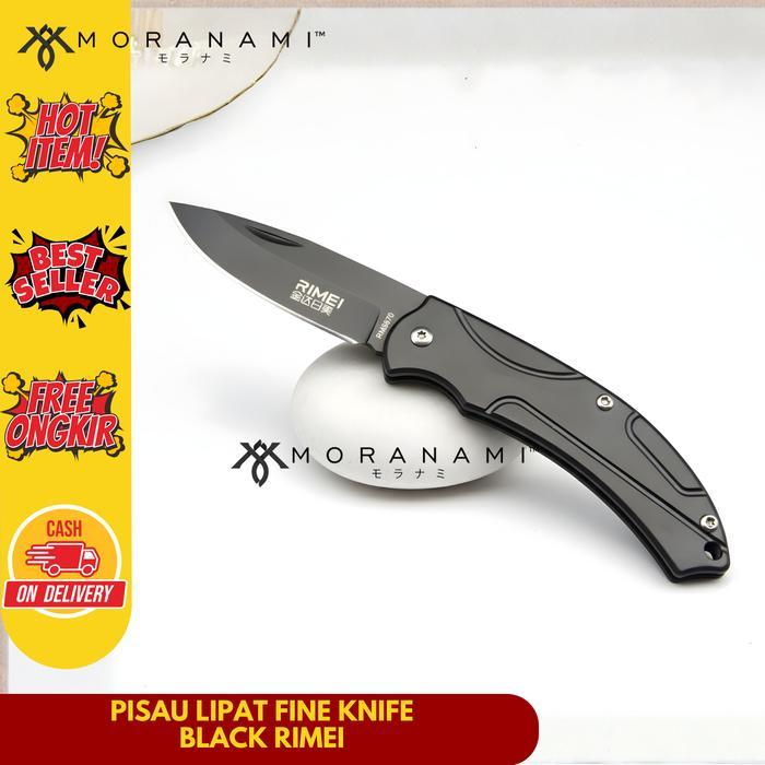 Pisau Lipat Rimei Fine Knife Black Pisau Lipat Serba Guna Tajam Stainless Steel Camping Outdoor