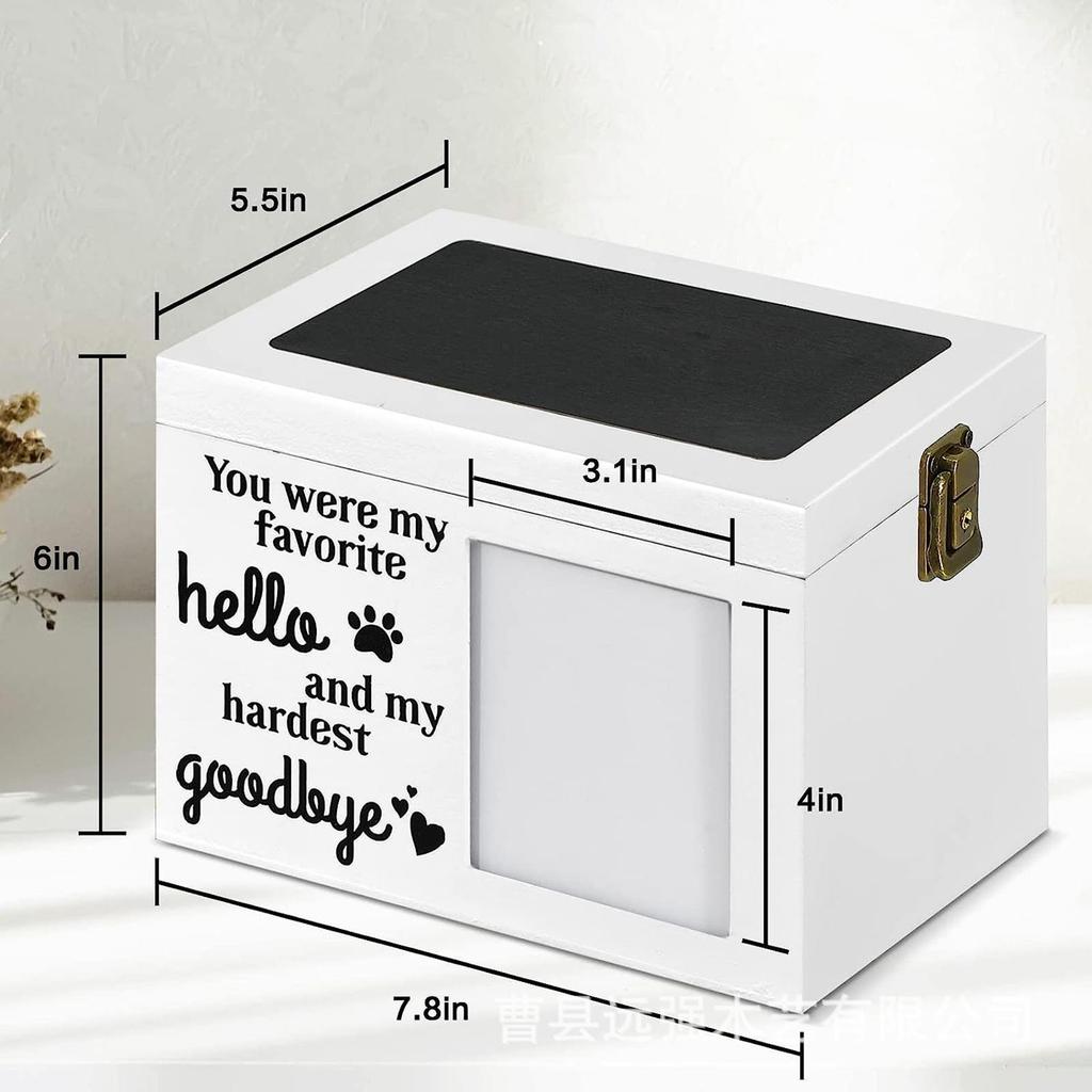 Pet Memorial Urn Sealed Durable Wooden Pet Urn Pet Ashes Urn Photo Memorial Box for Remembrance Gift