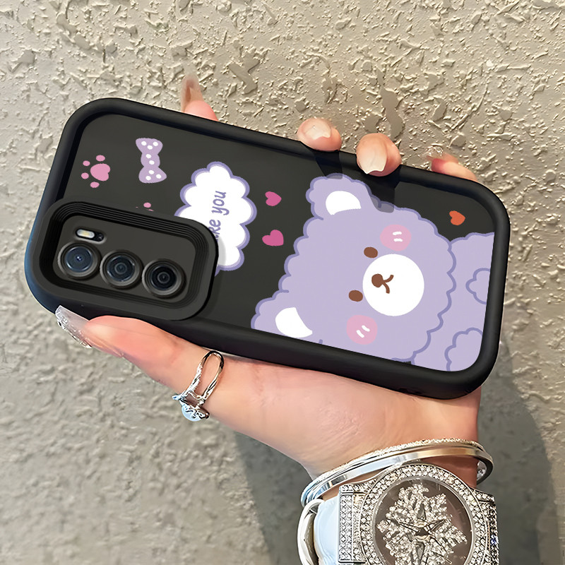 Casing Hp OPPO A16 OPPO A16s OPPO A54s Case soft little bear Purple Kasing silikon Cesing murah Orig