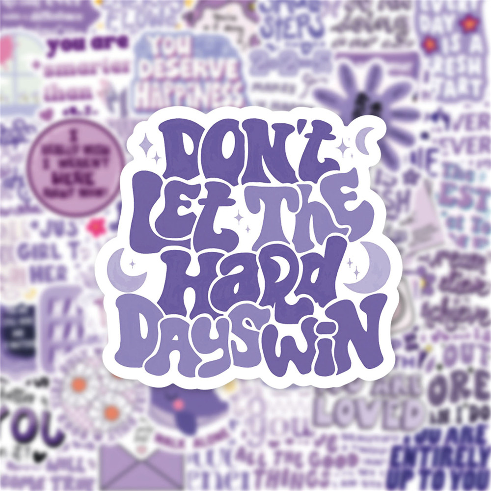 50/100Pcs Purple Inspirational Text Slogan Stickers for Reward DIY Cup Stationery Box Phone Guitar