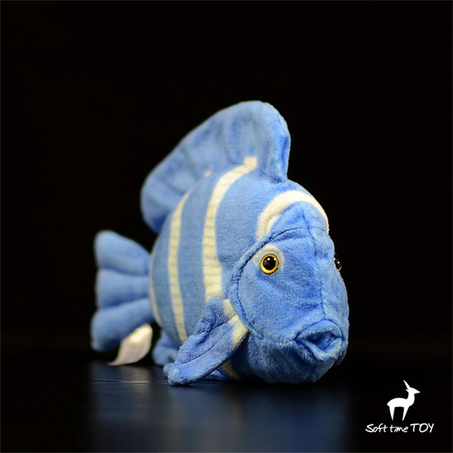 Blue Tang Fish Plush Toy Lifelike Surgeonfish Stuffed Animal Lifelike Blue Tang Plushie Lancet Fish
