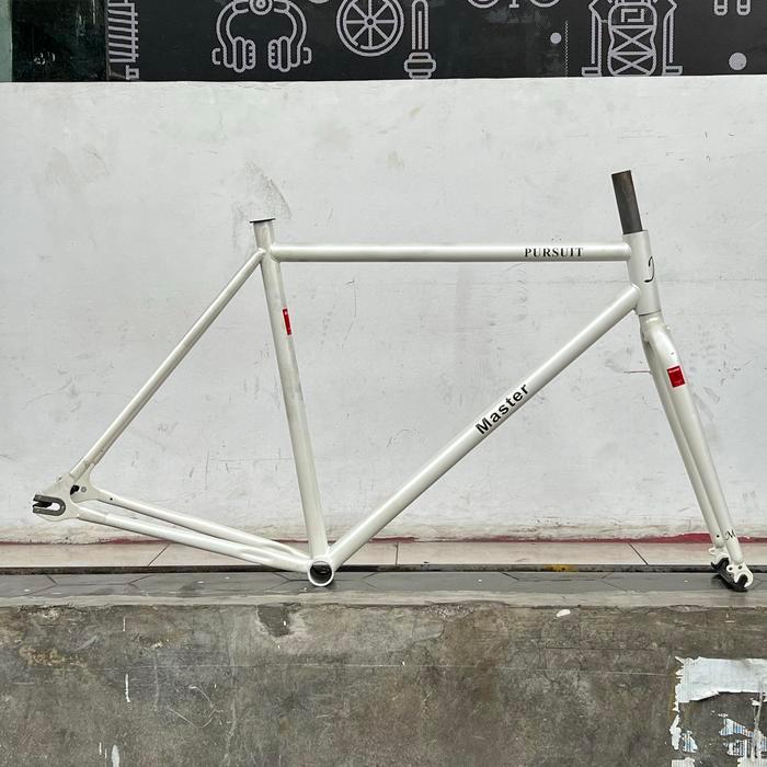 Frameset Fixie 700C Chromoly Klasik Putih Vintage Master Pursuit Lurus