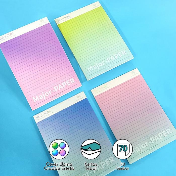 Notebook Buku Catatan Garis Block Note GradientB5 70 Lembar Kertas Tebal Gradasi Warna Pastel