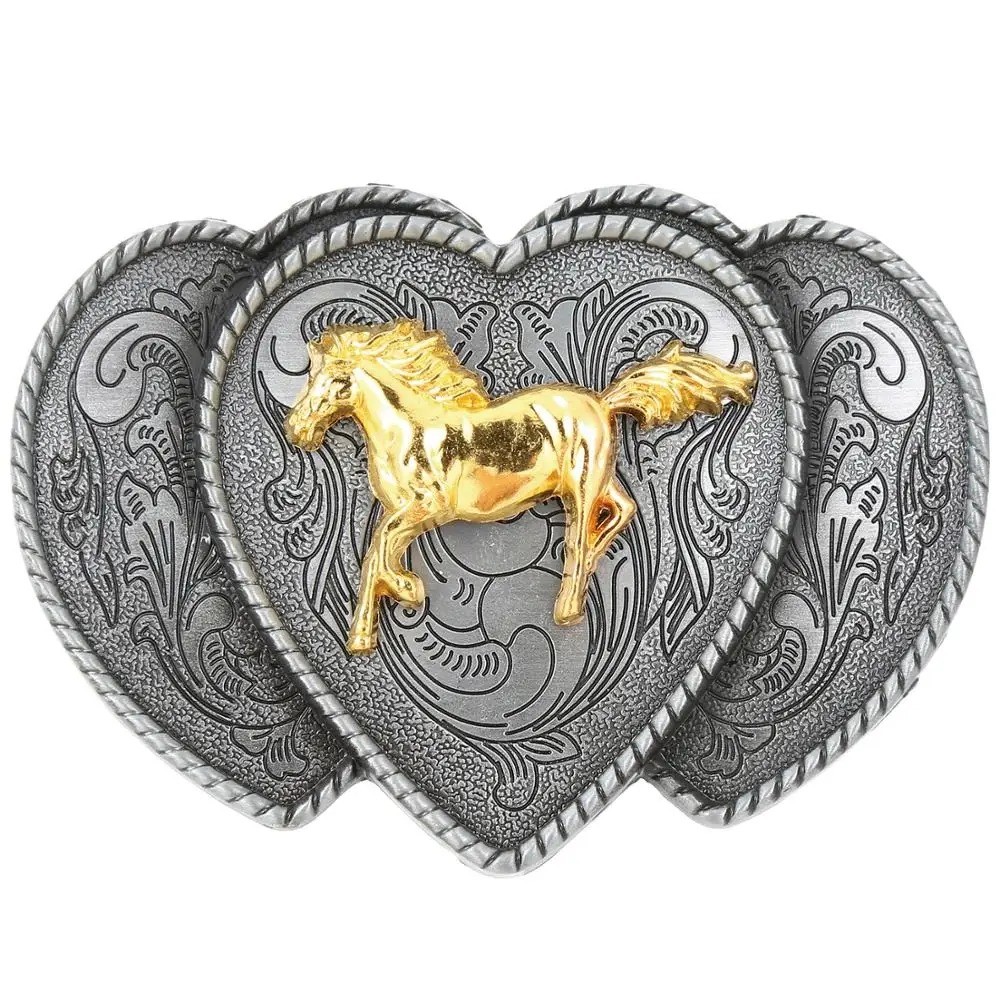 Promotional golden horse cowboy belt buckle metal belt buckle men's cowboy fashion matching