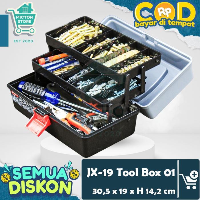 MICTON Lion Star JX-19 Tool Box 01 Kotak Perkakas Bertingkat Box Pancing Tamiya Obeng Skrup Baut