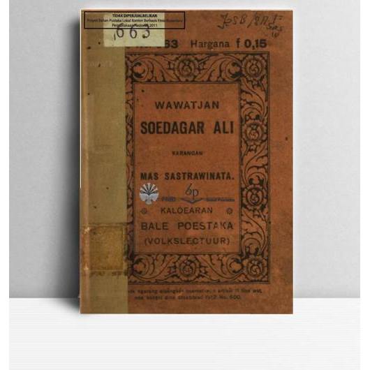 Wawatjan Soedagar Ali. Mas Sastrawinata. Balai Pustaka. TA. TT.